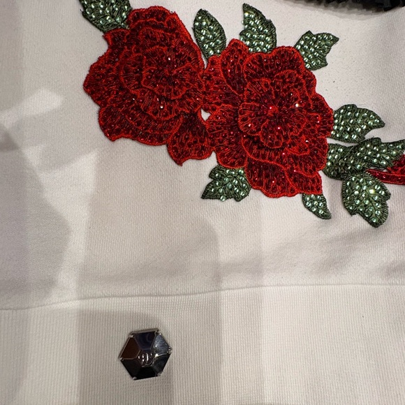 SALE!!! Philipp Plein Couture- Floral Swarovski Embellished short sleeve Sweater - Picture 4 of 6